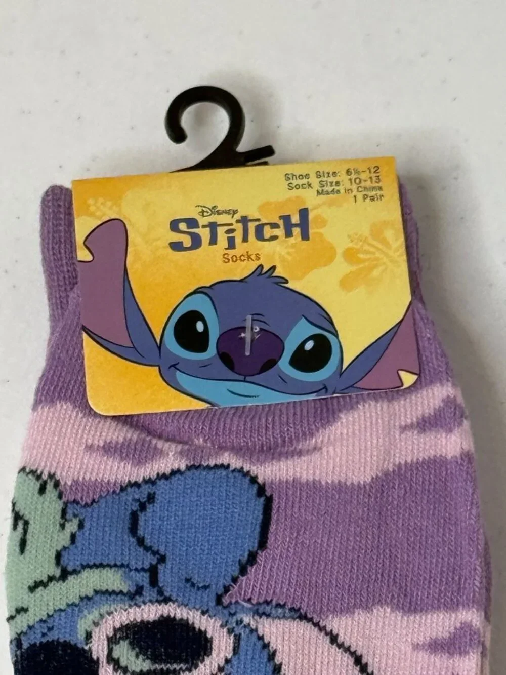 Disney Stitch Purple Crew Socks Adult NWT